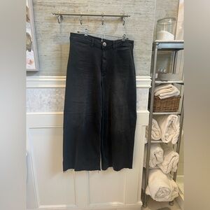 32 Anthropologie Maeve wide leg jeans raw hem black